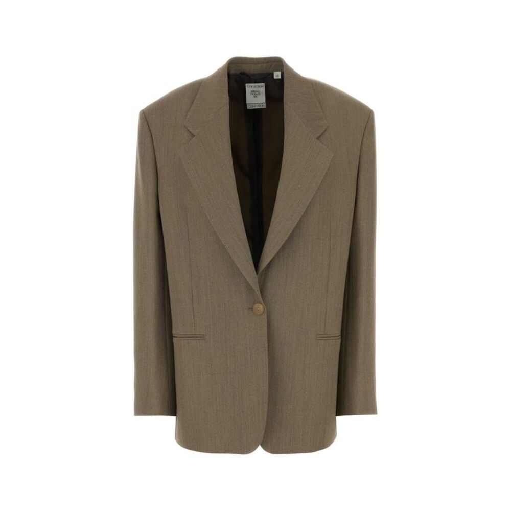 Calvin Klein Collection Women Cappuccino Wool Blend Avery Blazer